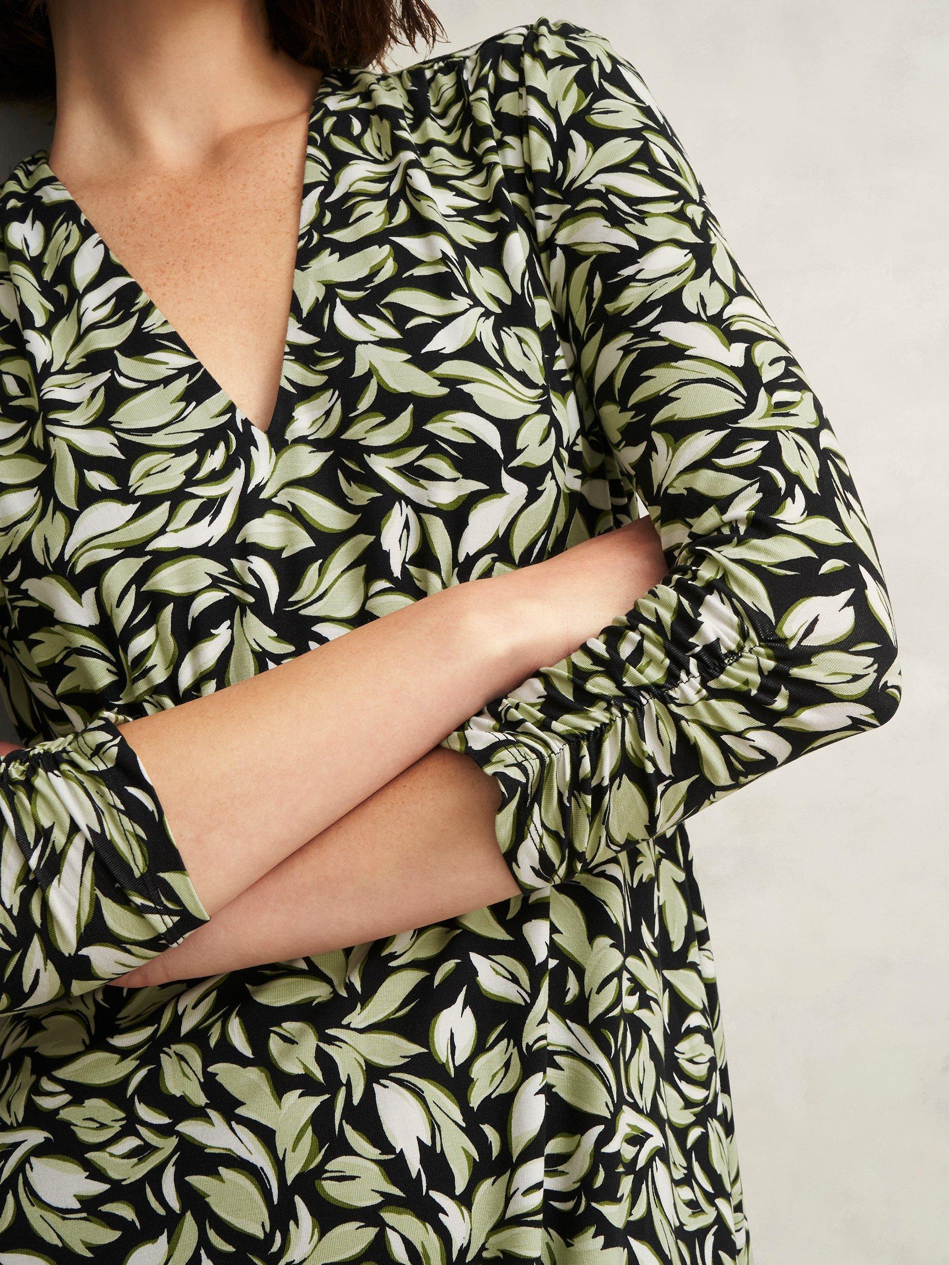 Product image 3 of 5, which shows Hobbs Elosie Floral V Neck Jersey Mini Dress, Navy/Multi, 10