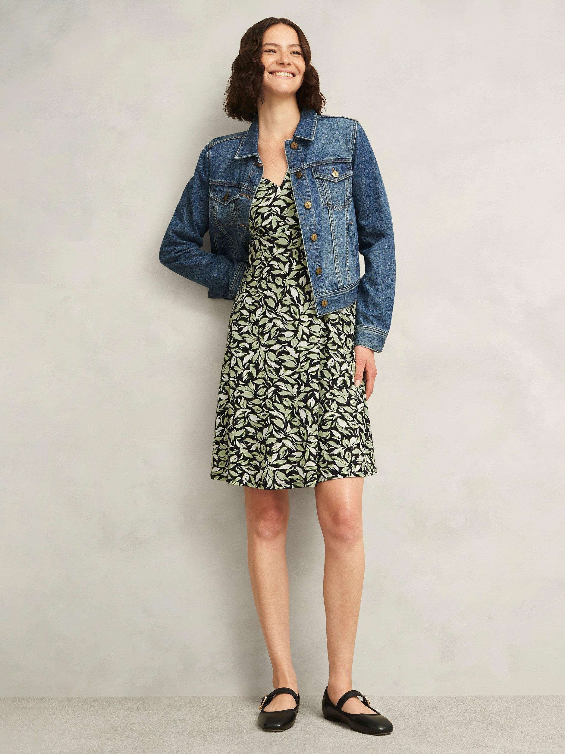 Product image 5 of 5, which shows Hobbs Elosie Floral V Neck Jersey Mini Dress, Navy/Multi, 10
