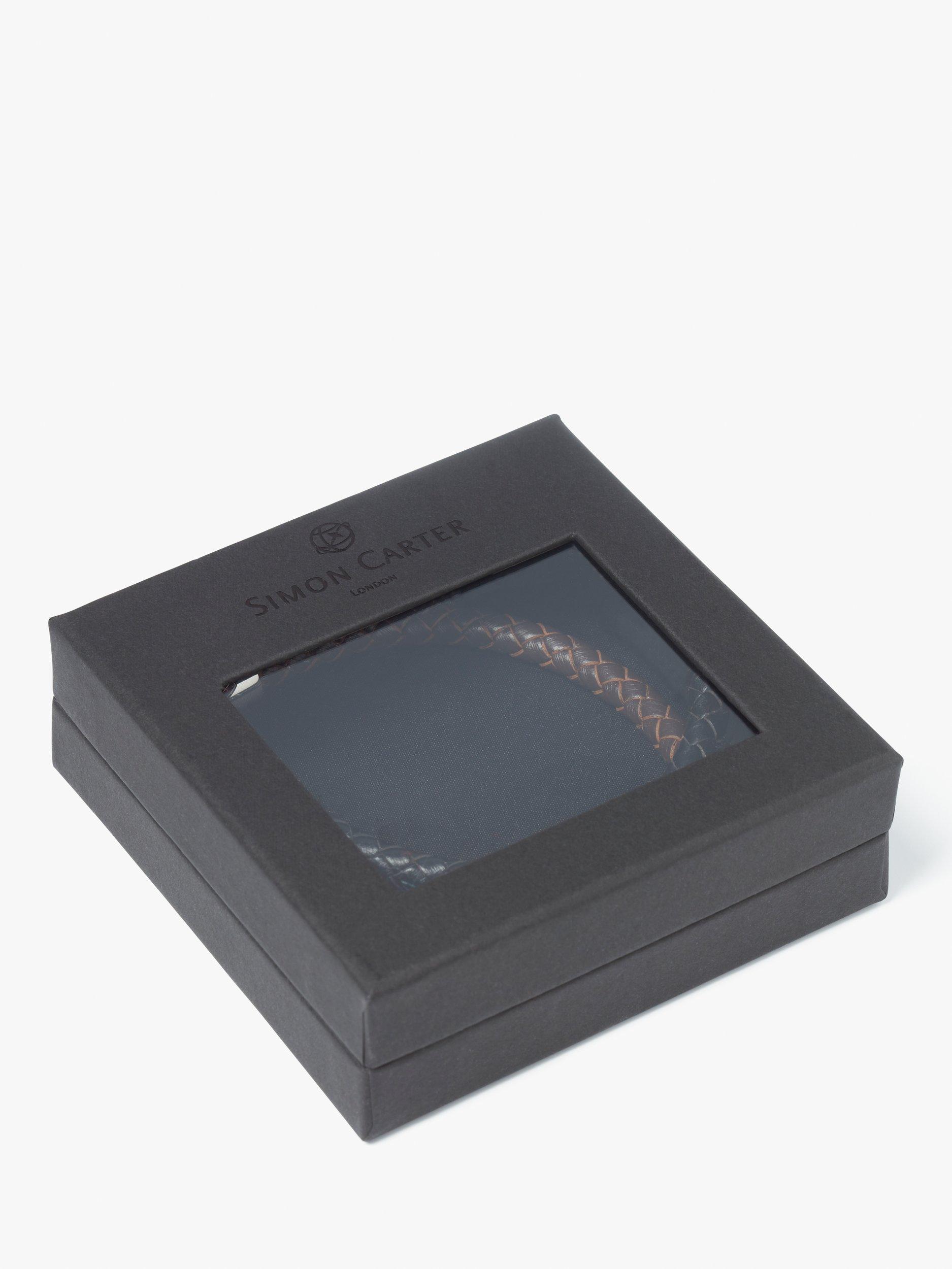 Product image 5 of 5, which shows Simon Carter Bude Leather Bracelets, Set of 2, Black/Brown, One Size