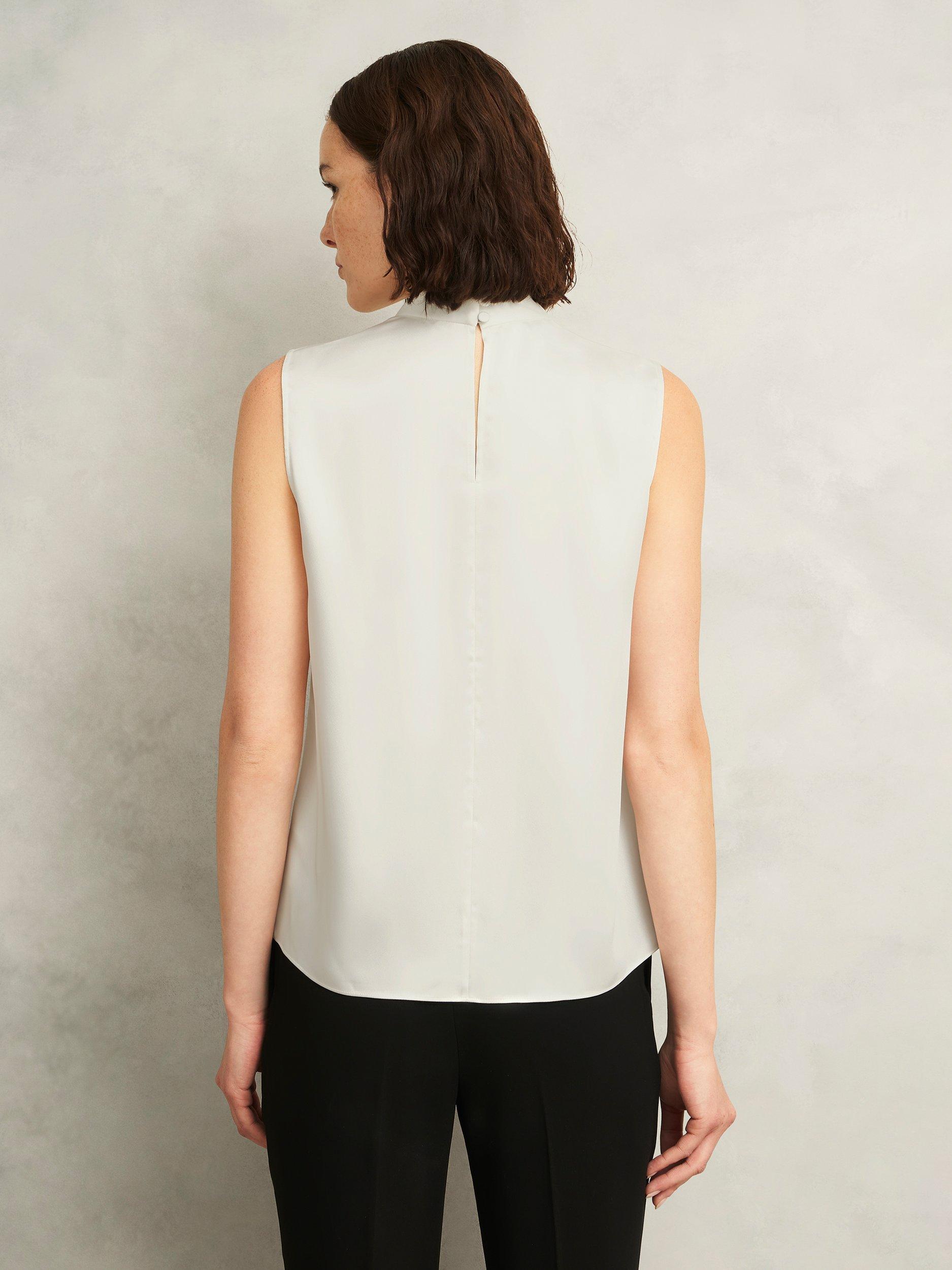 Product image 2 of 6, which shows Hobbs Nina Satin Blouse, Ivory, 10