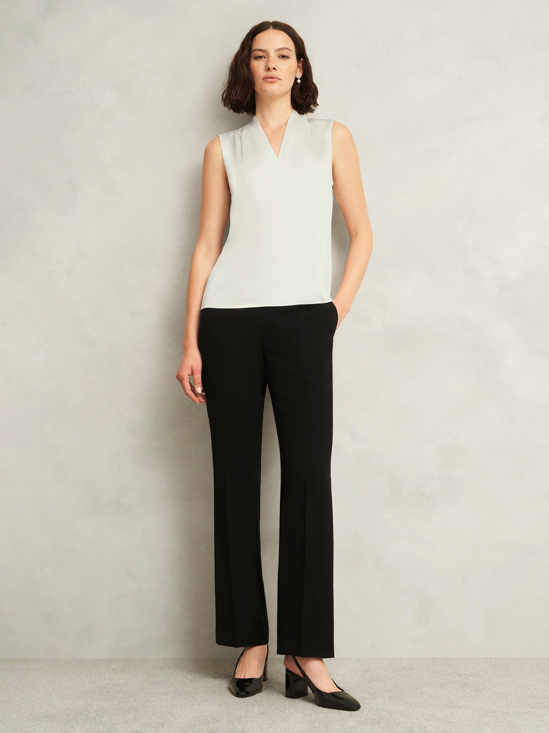 Product image 5 of 6, which shows Hobbs Nina Satin Blouse, Ivory, 10