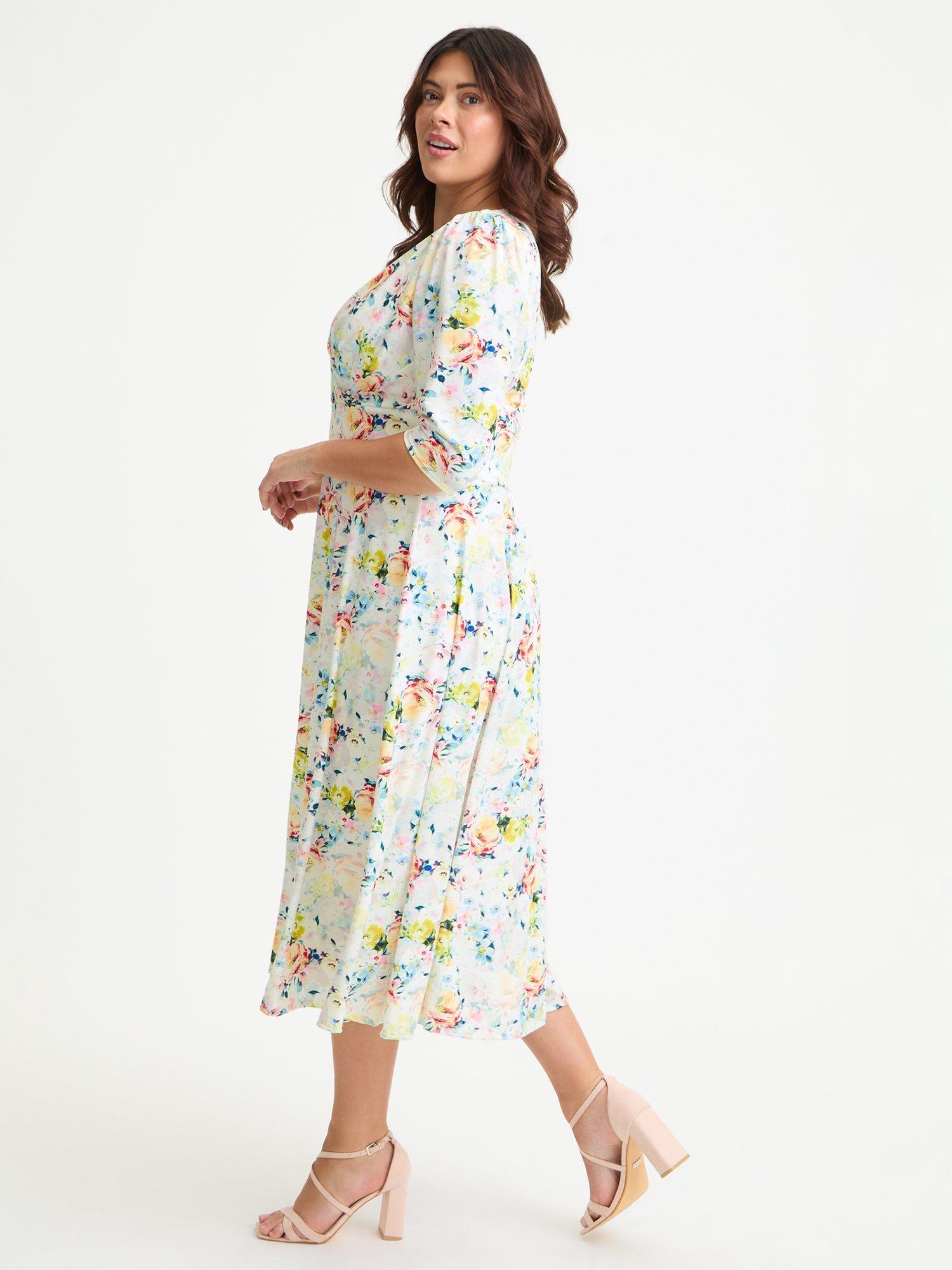 Product image 3 of 4, which shows Scarlett & Jo Helena Floral Wrap Dress, Ivory/Multi, 12