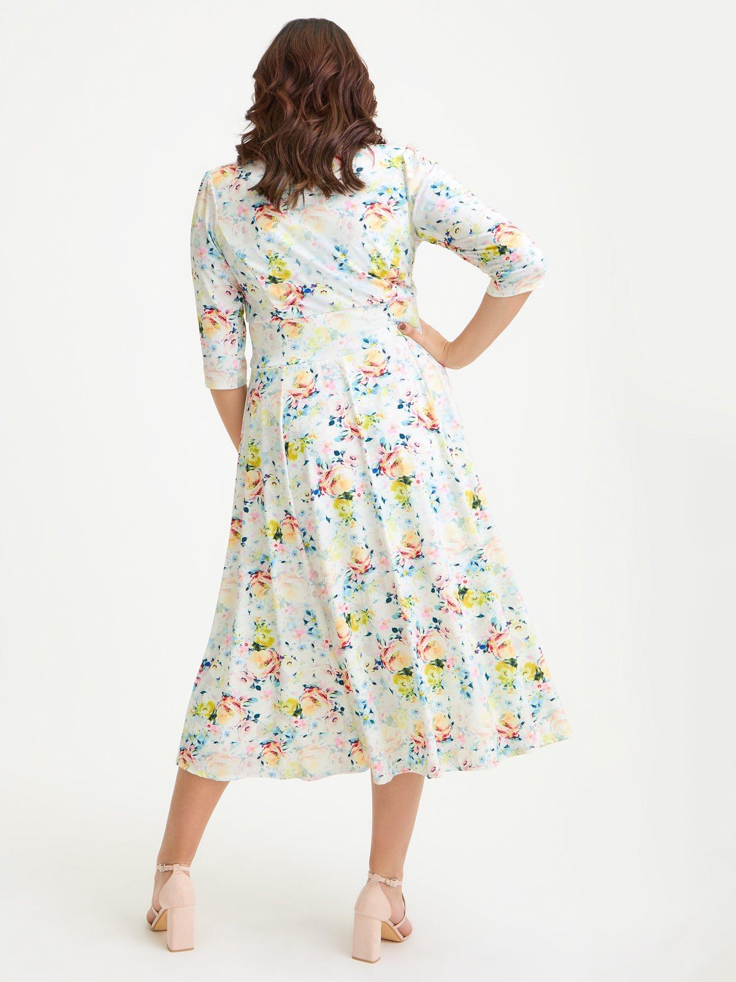 Product image 4 of 4, which shows Scarlett & Jo Helena Floral Wrap Dress, Ivory/Multi, 12