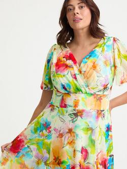 Scarlett & Jo Isabelle Tropical Floral Float Sleeve Maxi Dress, Ivory/Multi - view 2, Ivory/Multi