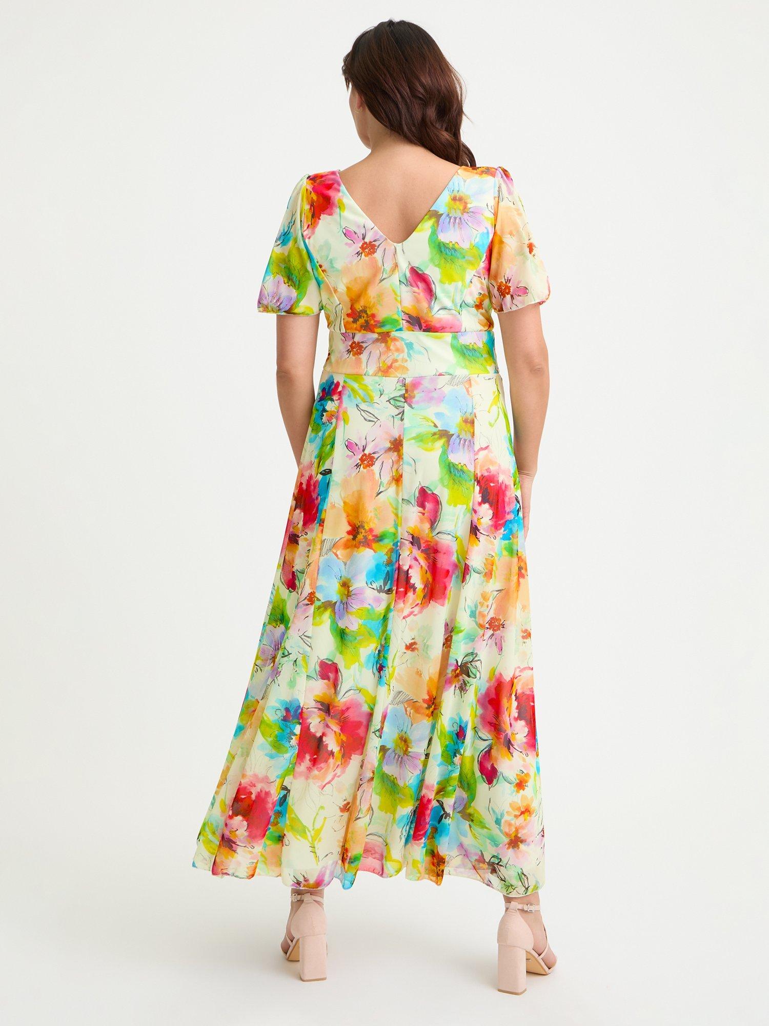 Product image 4 of 4, which shows Scarlett & Jo Isabelle Tropical Floral Float Sleeve Maxi Dress, Ivory/Multi, 12