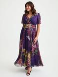 Scarlett & Jo Isabelle Tropical Floral Float Sleeve Maxi Dress, Purple/Multi