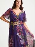 Scarlett & Jo Isabelle Tropical Floral Float Sleeve Maxi Dress, Purple/Multi