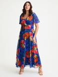 Scarlett & Jo Isabelle Poppy Floral Float Sleeve Maxi Dress, Royal Red/Multi