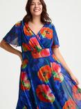 Scarlett & Jo Isabelle Poppy Floral Float Sleeve Maxi Dress, Royal Red/Multi