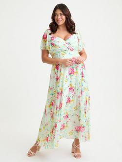 Scarlett & Jo Kemi Floral Bolero Wrap Bodice Maxi Dress, Ivory/Pink, Ivory/Pink