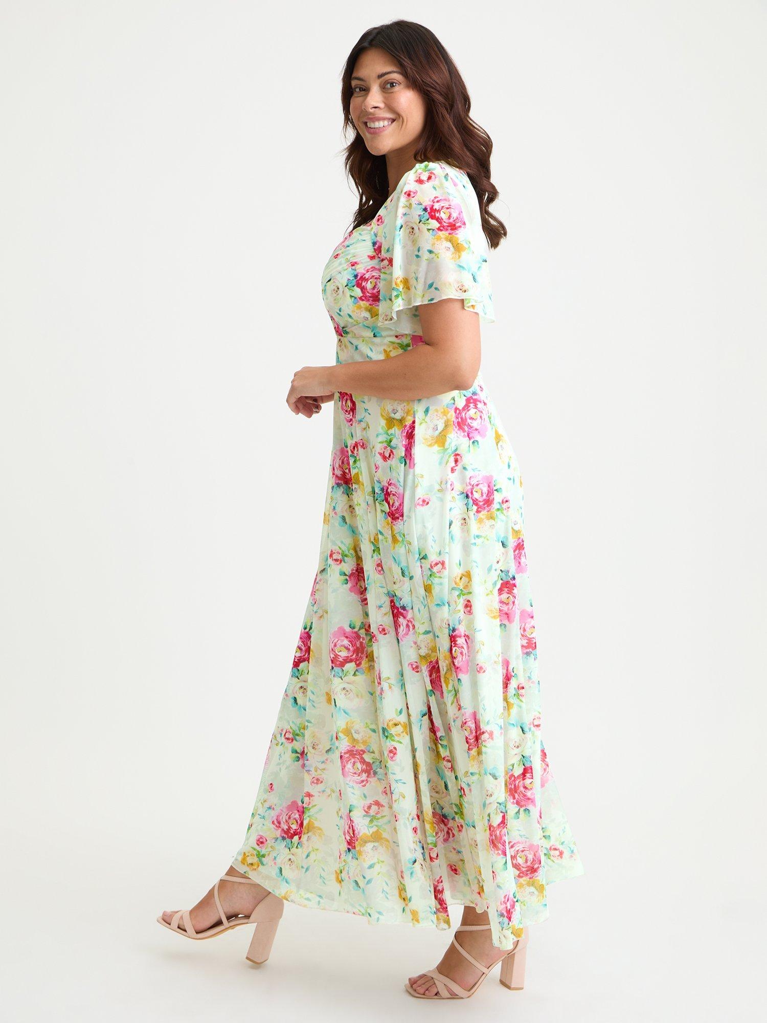 Product image 3 of 4, which shows Scarlett & Jo Kemi Floral Bolero Wrap Bodice Maxi Dress, Ivory/Pink, 12