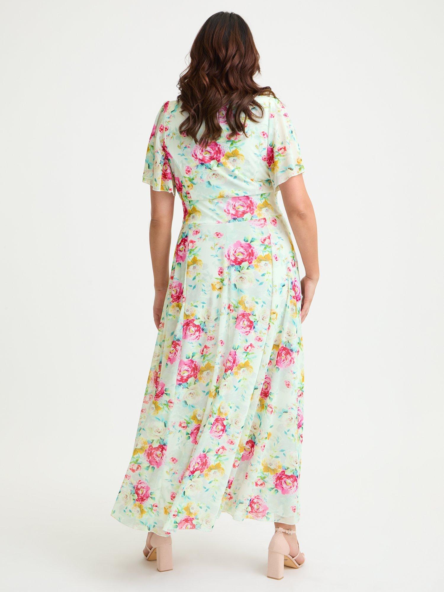 Product image 4 of 4, which shows Scarlett & Jo Kemi Floral Bolero Wrap Bodice Maxi Dress, Ivory/Pink, 12