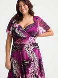 Scarlett & Jo Kemi Trailing Floral Bolero Wrap Bodice Maxi Dress, Mulberry/Cream