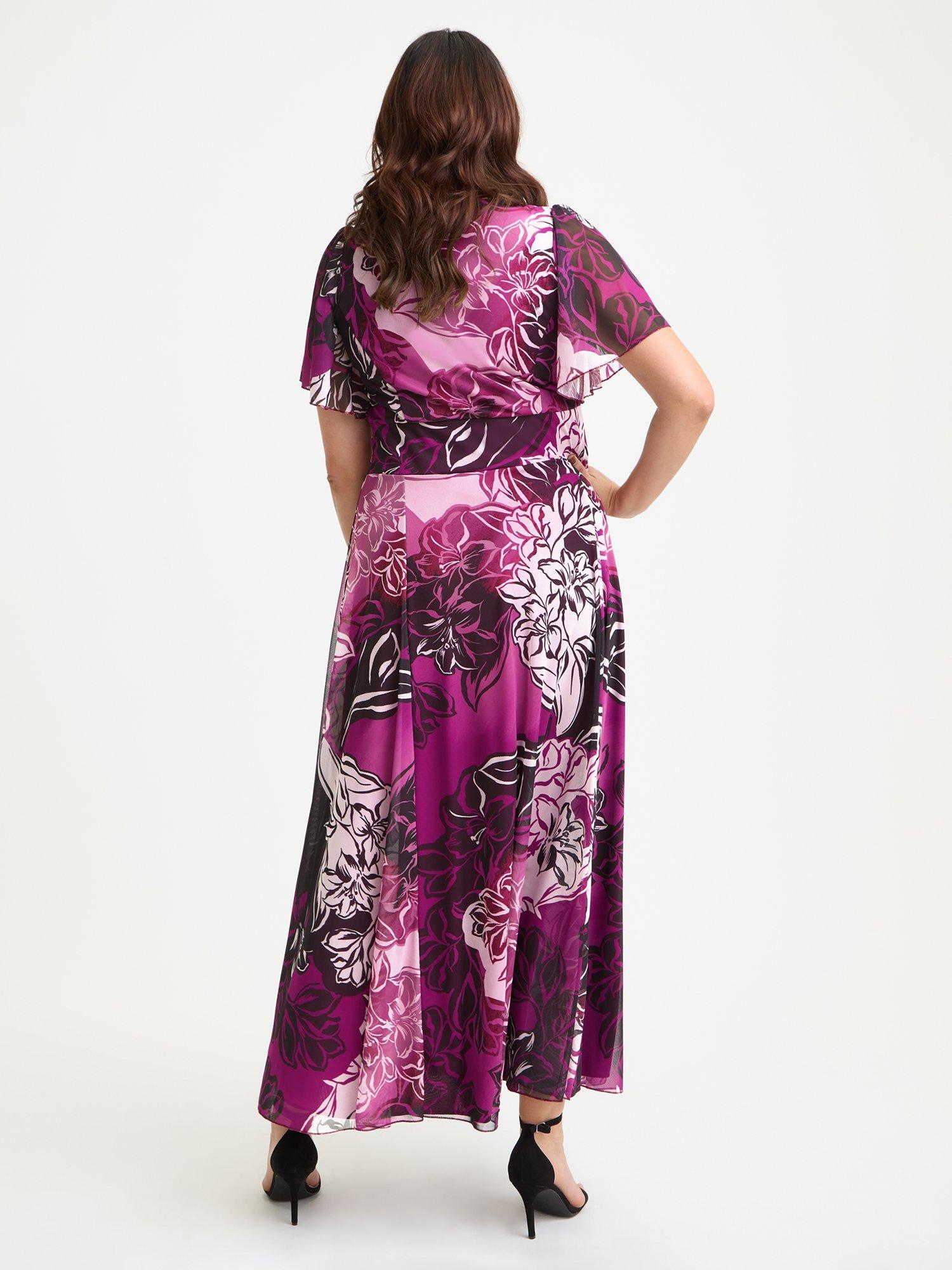Product image 4 of 4, which shows Scarlett & Jo Kemi Trailing Floral Bolero Wrap Bodice Maxi Dress, Mulberry/Cream, 12