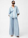 French Connection Cambria Stripe Shirt, Linen White/Sky Blue