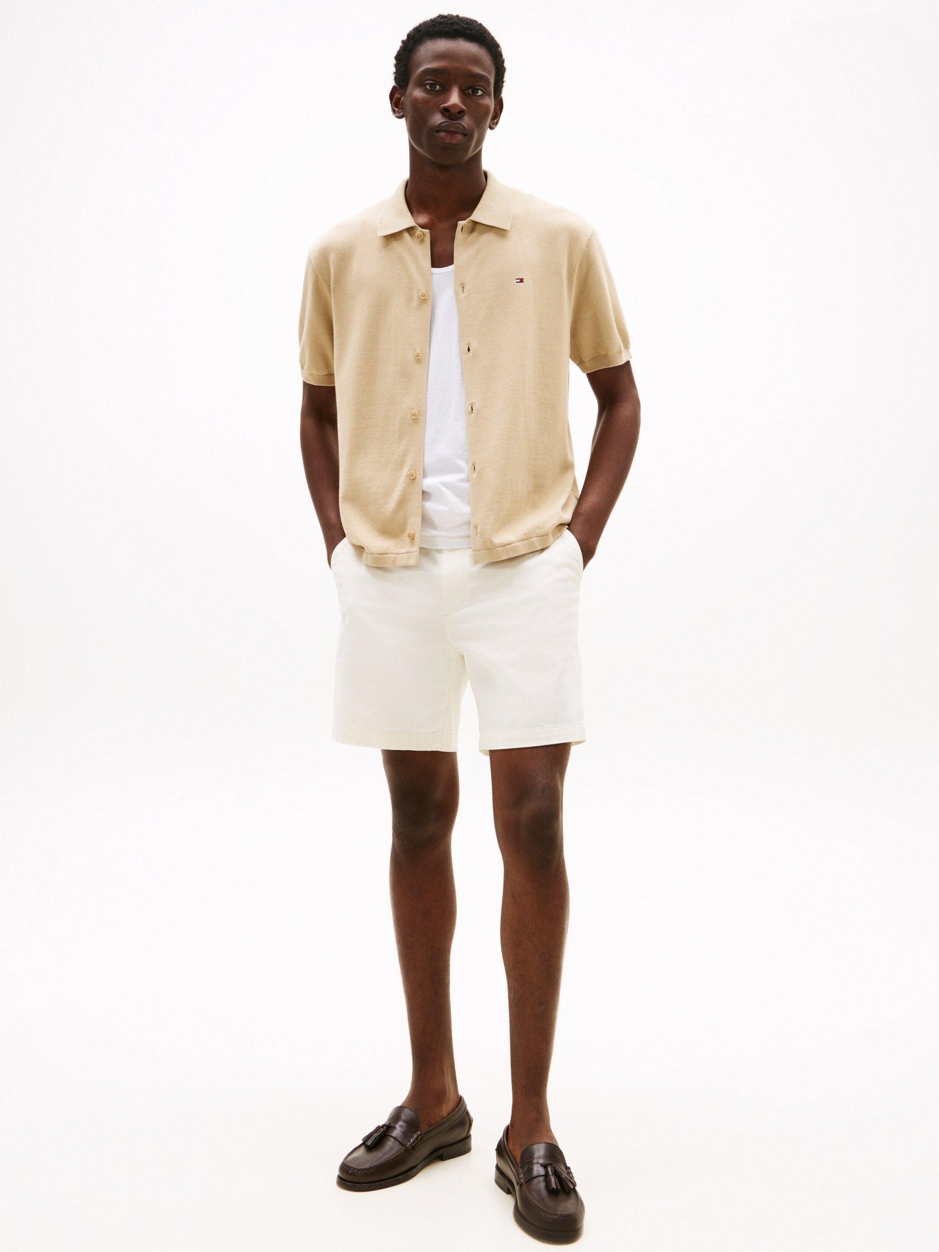 Product image 3 of 5, which shows Tommy Hilfiger Cotton Regular Fit Essential Short Sleeve Shirt, Sandalwood, S