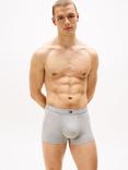 Tommy Hilfiger Original Logo Waistband Stretch Cotton Trunks, Pack of 3, Grey/White/Desert Sky