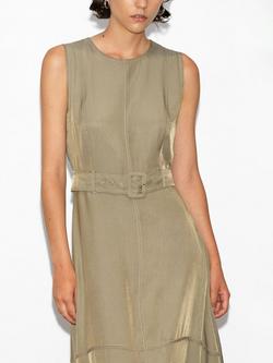French Connection Celina Cupro Sleeveless Mixed Blend Cargo Midi Dress - view 2, Washed Khaki