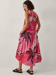 Monsoon Alex Palm Print Midi Dress, Rust