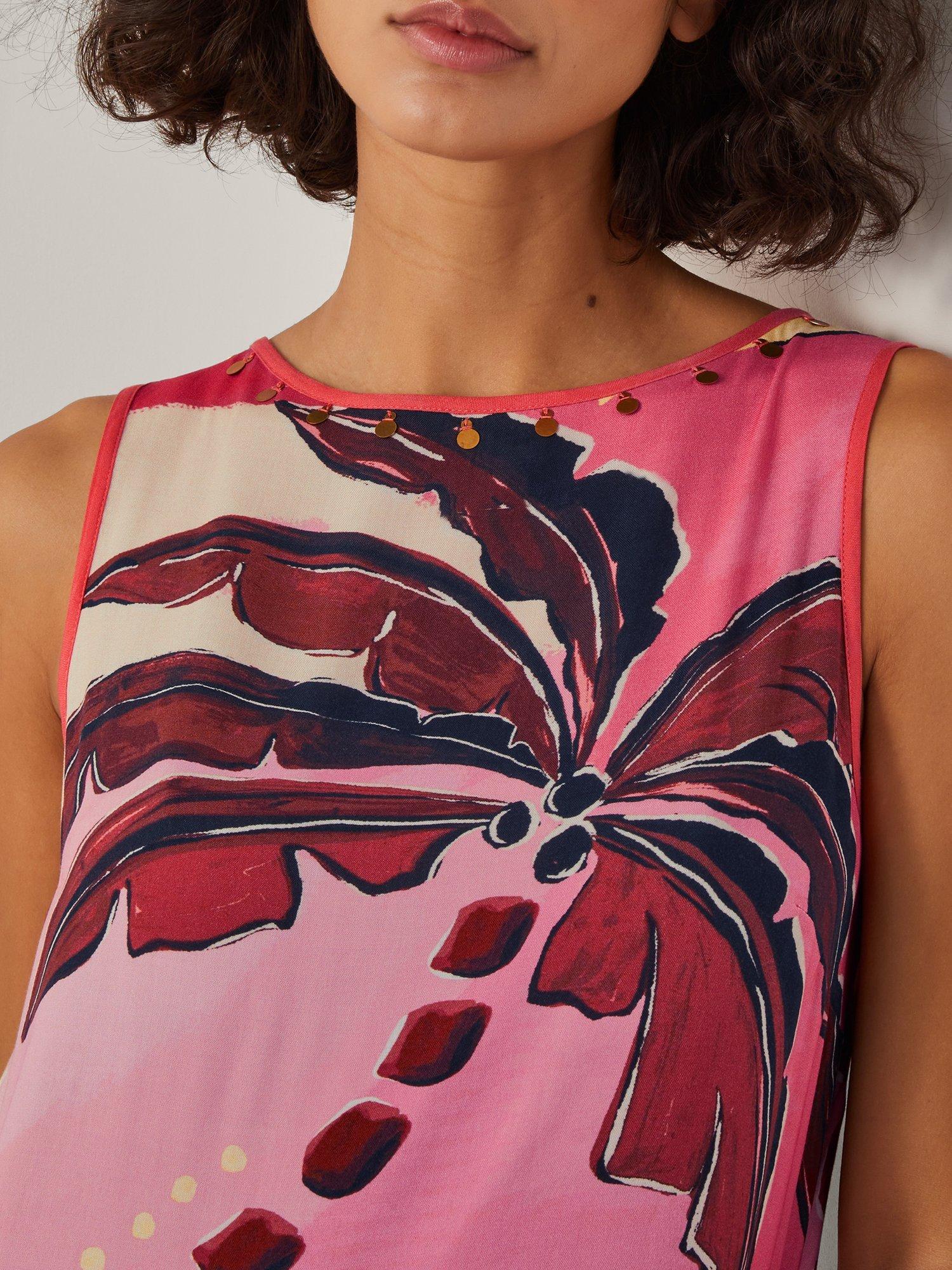 Product image 5 of 5, which shows Monsoon Alex Palm Print Midi Dress, Rust, XL