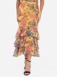Anaya With Love Floral Ruffle Midi Skirt