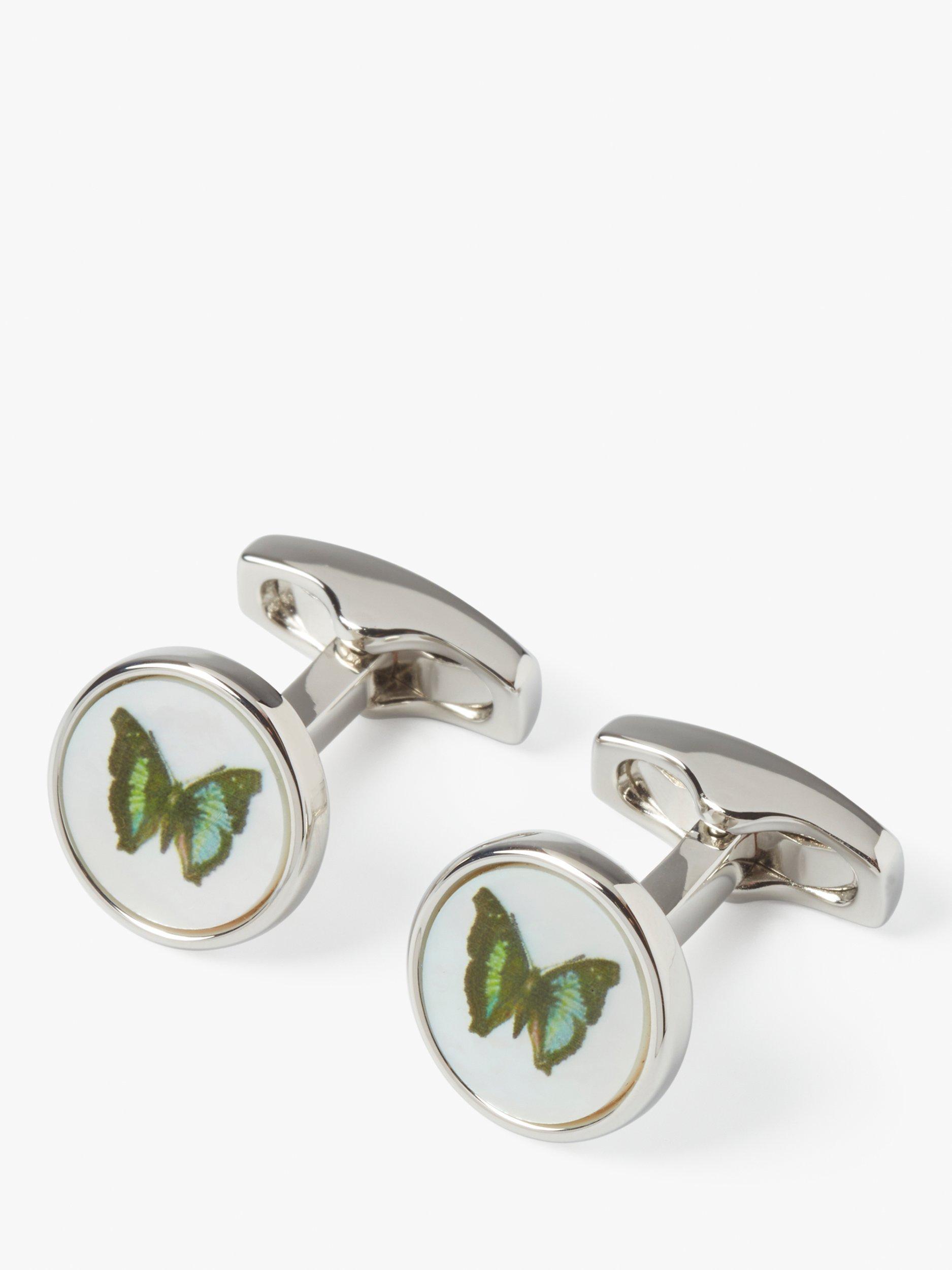 Product image 1 of 4, which shows Simon Carter Mother of Pearl Butterfly Cufflinks, White Natural