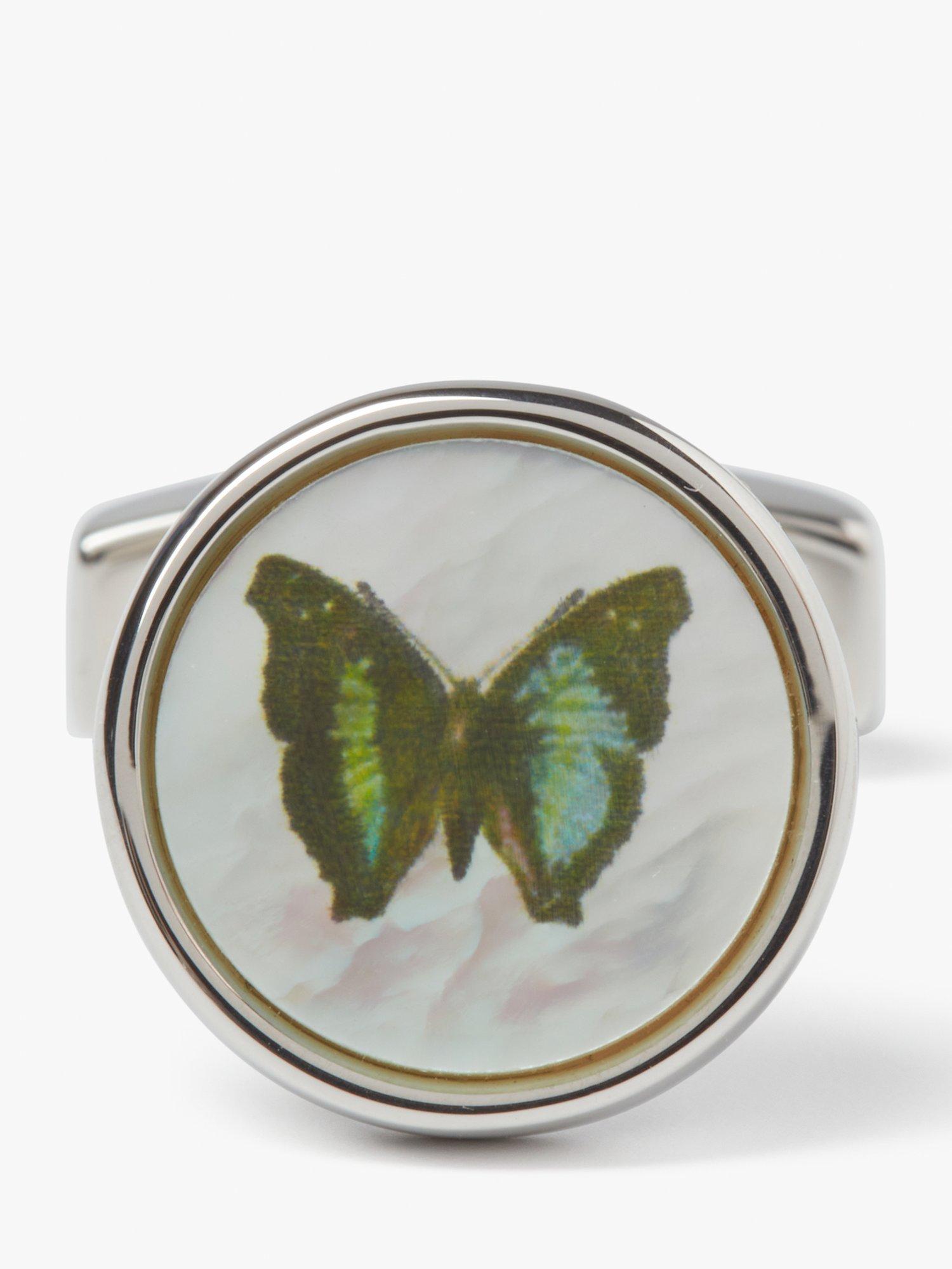 Product image 4 of 4, which shows Simon Carter Mother of Pearl Butterfly Cufflinks, White Natural