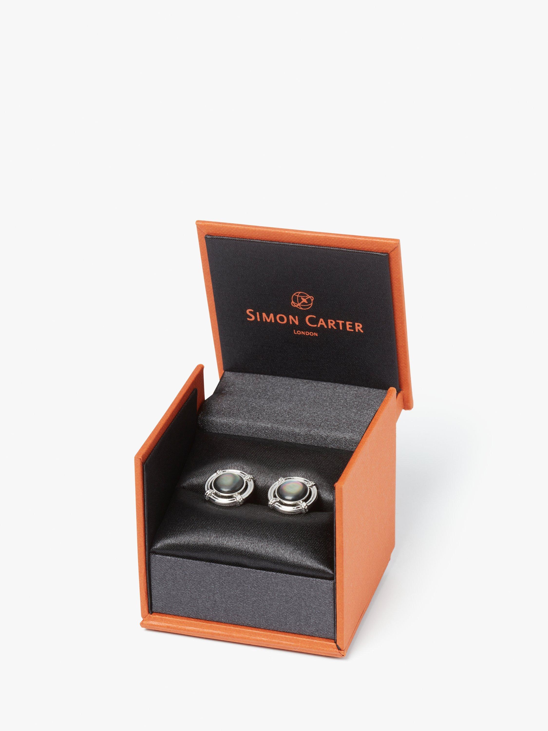 Product image 3 of 4, which shows Simon Carter Lifebouy Cufflinks, Grey Silver