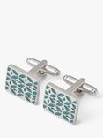 Simon Carter Enamelled Retro Cufflinks, Blue Teal