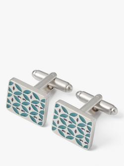 Simon Carter Enamelled Retro Cufflinks, Blue Teal, Blue Teal