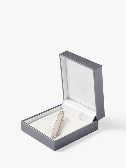 Simon Carter Sterling Silver Embossed Tie Slide - view 2, Silver