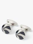 Simon Carter Art Deco Button Cufflinks, Blue Dark