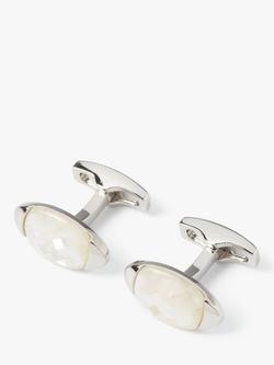 Simon Carter Mother of Pearl Chequerboard Cufflinks, White, White