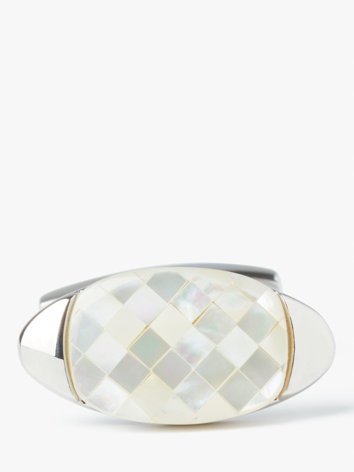 Product image 4 of 4, which shows Simon Carter Mother of Pearl Chequerboard Cufflinks, White