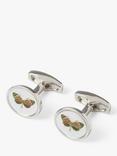 Simon Carter Mother of Pearl Butterfly Cufflinks, White Natural