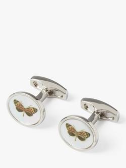 Simon Carter Mother of Pearl Butterfly Cufflinks, White Natural, White Natural