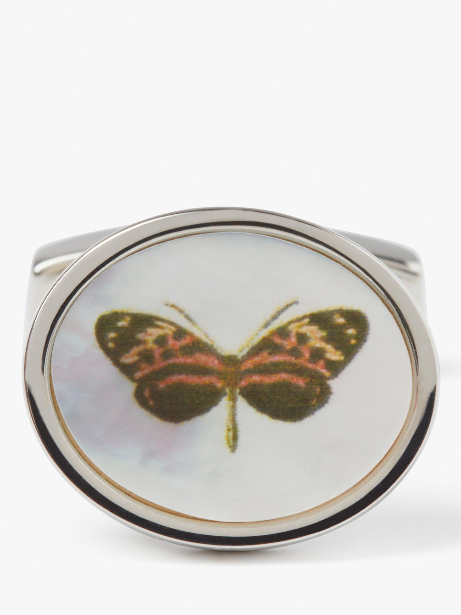 Product image 4 of 4, which shows Simon Carter Mother of Pearl Butterfly Cufflinks, White Natural