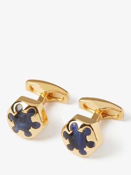 Simon Carter Radial Hexagon Cufflinks, Blue, Blue