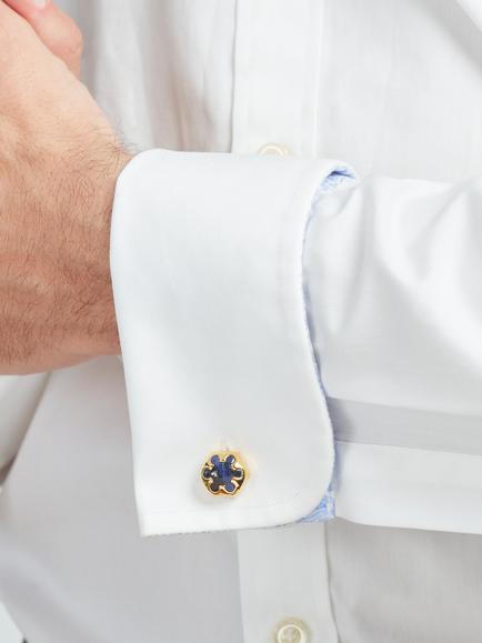 Simon Carter Radial Hexagon Cufflinks, Blue - view 2, Blue