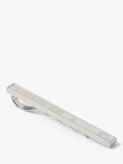 Simon Carter Mother of Pearl Mosaic Tie Slide, White Natural, White Natural