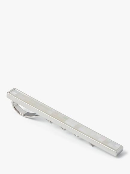 Simon Carter Mother of Pearl Mosaic Tie Slide, White Natural, White Natural