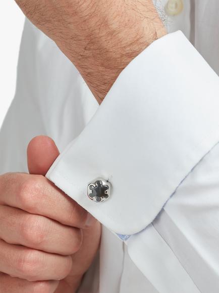 Simon Carter Radial Hexagon Cufflinks, Grey Dark - view 2, Grey Dark