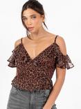Anaya With Love Animal Print Spaghetti Strap Wrap Top