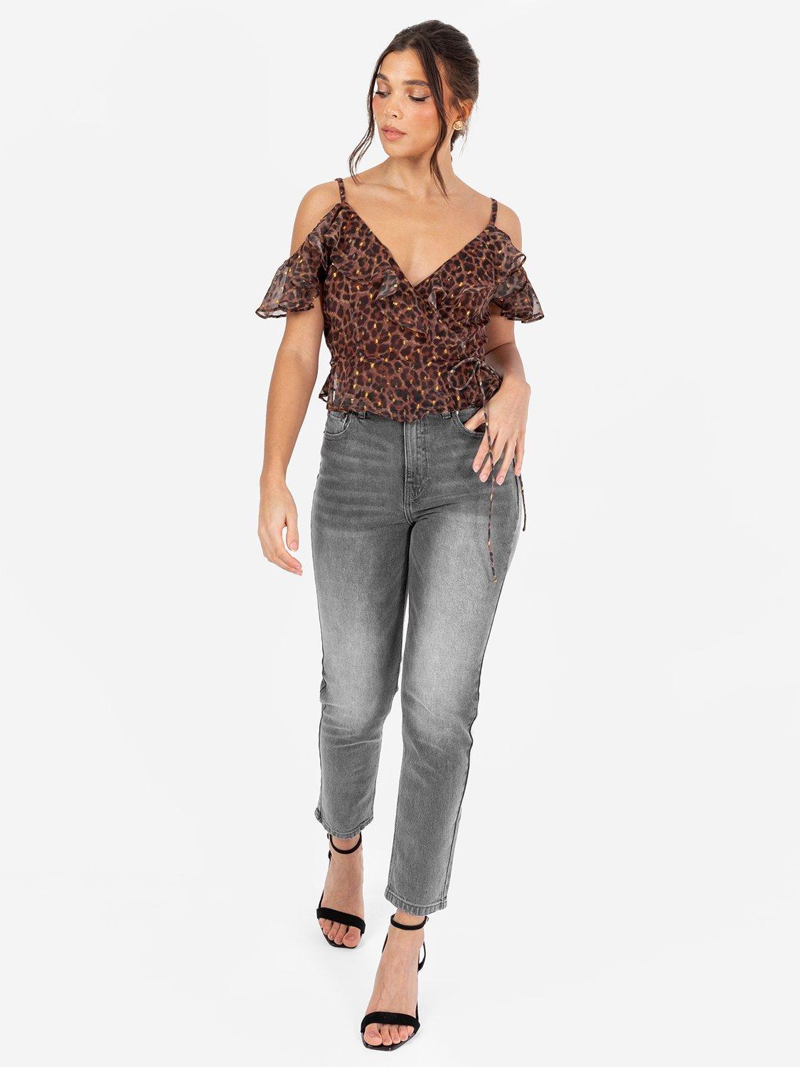 Product image 3 of 6, which shows Anaya With Love Animal Print Spaghetti Strap Wrap Top, Multi, 6