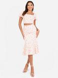 Maya Deluxe Floral Peplum Hem Midi Skirt