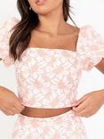 Maya Deluxe Puff Sleeve Floral Square Neck Crop Top
