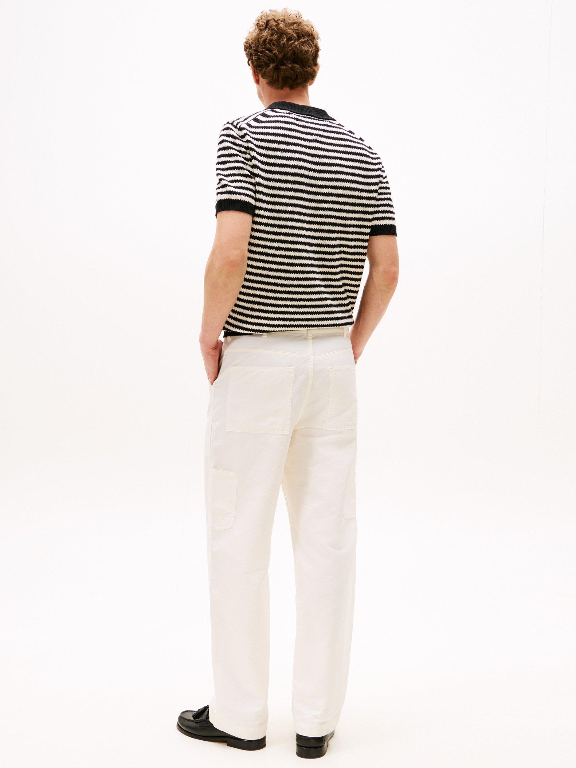 Product image 2 of 5, which shows Tommy Hilfiger Linen Cotton Blend Carpenter Trousers, Ivory Silk, 34R