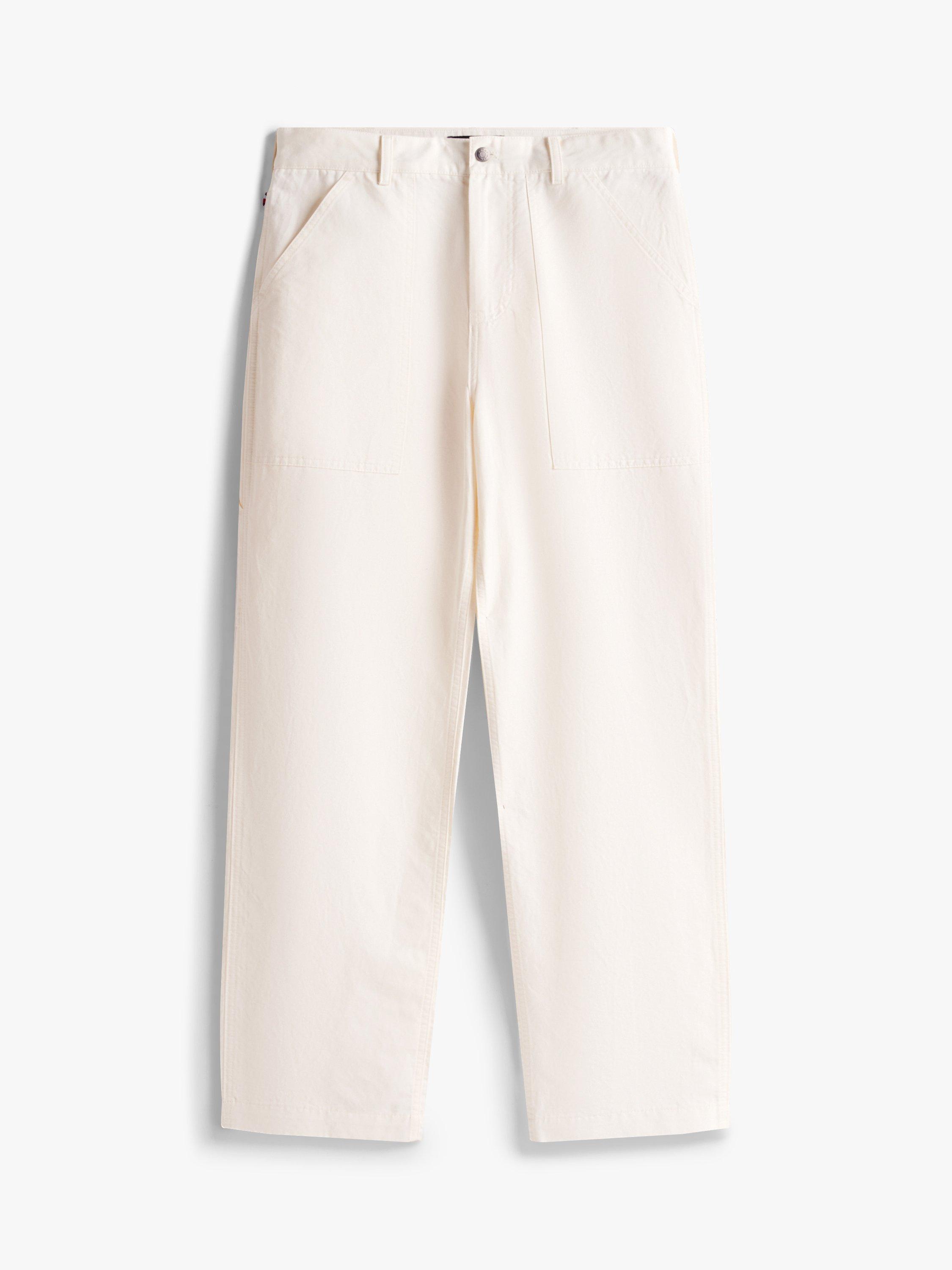 Product image 5 of 5, which shows Tommy Hilfiger Linen Cotton Blend Carpenter Trousers, Ivory Silk, 34R