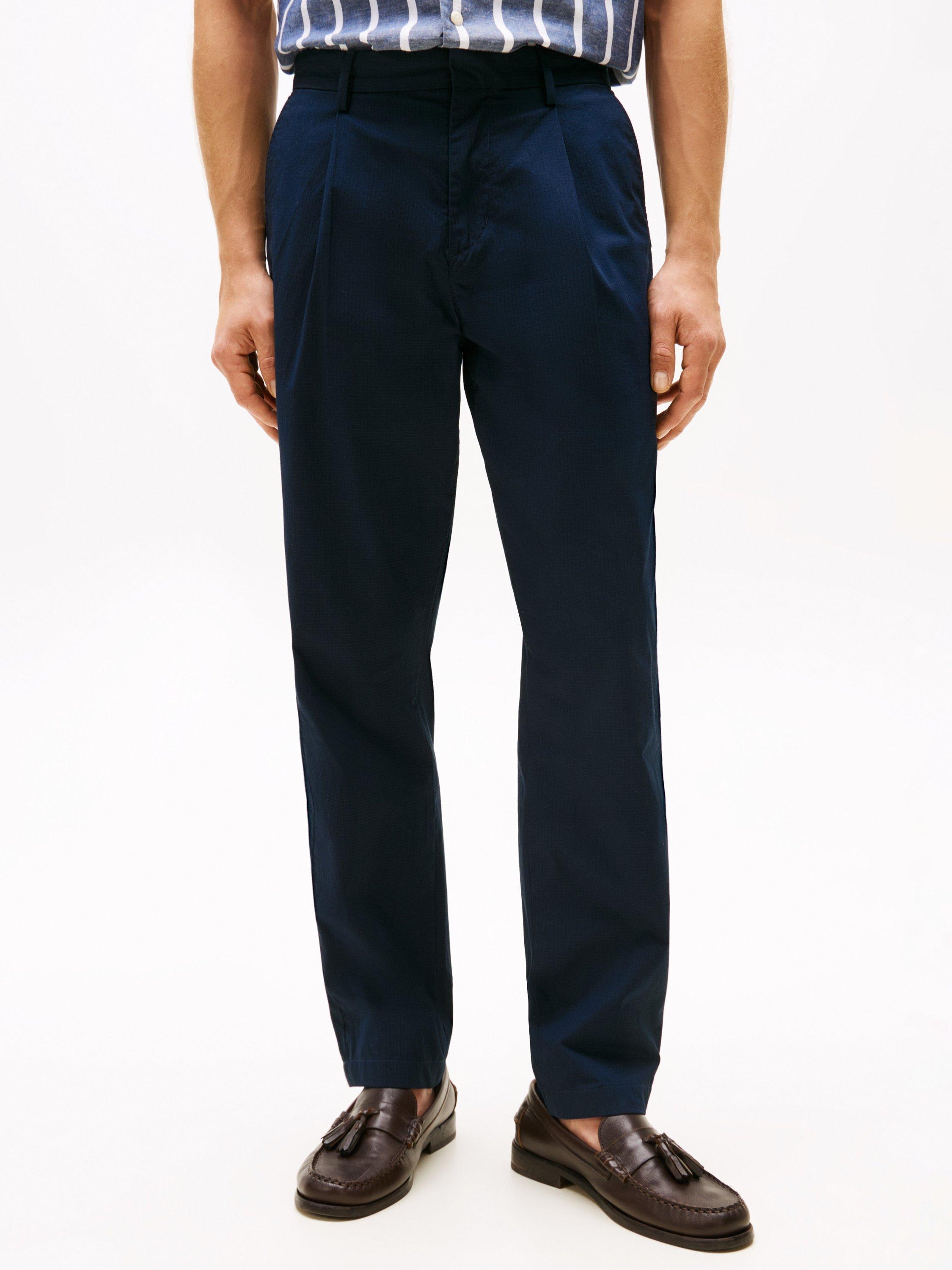 Product image 1 of 5, which shows Tommy Hilfiger Tapered Cotton Blend Trousers, Desert Sky, 32S