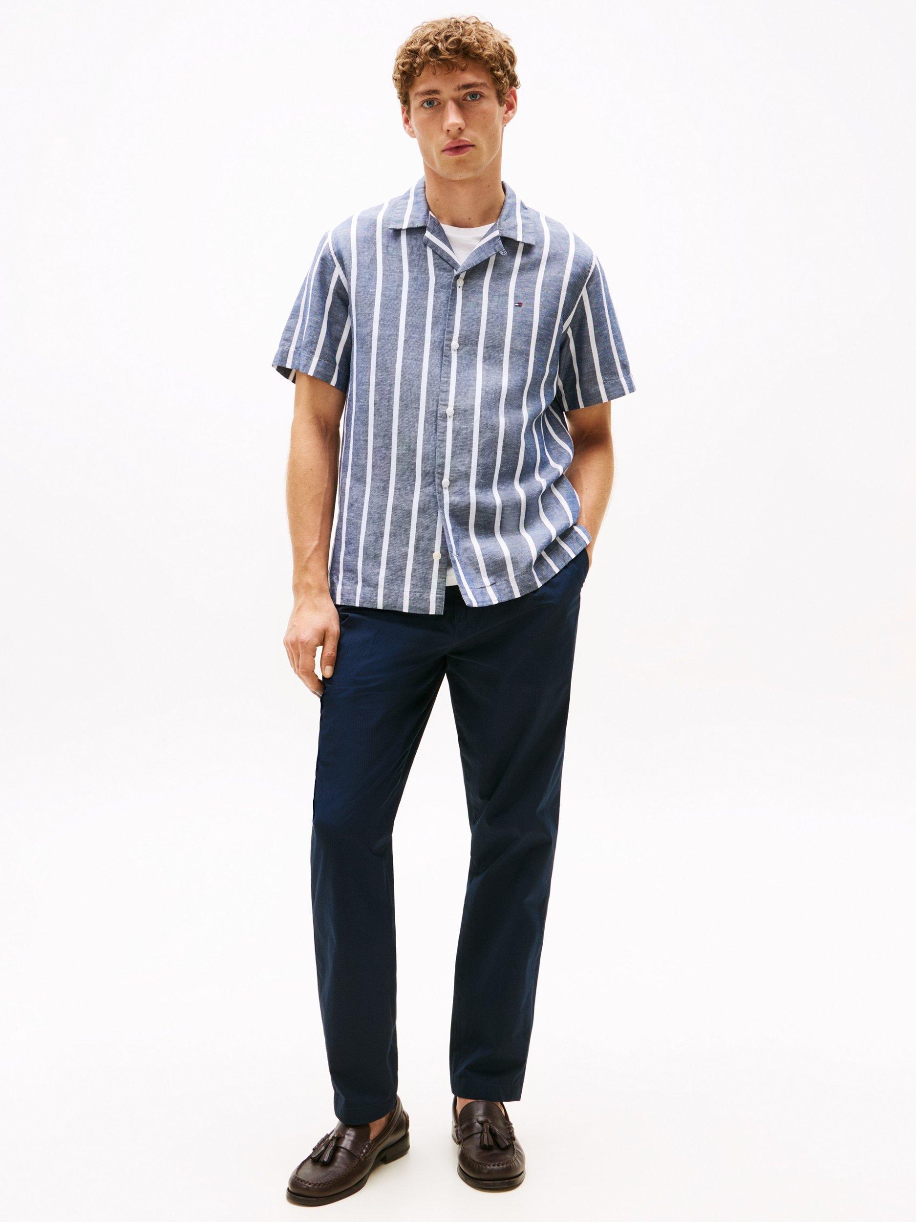 Product image 3 of 5, which shows Tommy Hilfiger Tapered Cotton Blend Trousers, Desert Sky, 32S